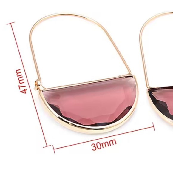 Anthropologie Redish Glass Crescent Hoop Gold Earrings - Picture 3 of 3